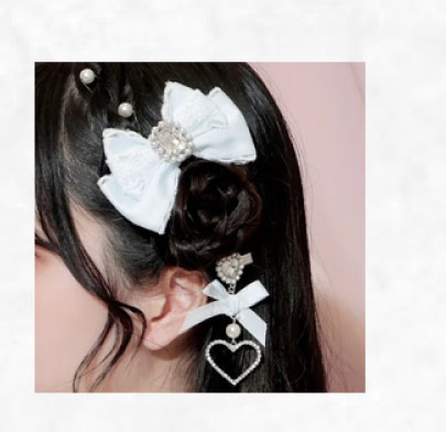 リボンヘアクリップ4点セット