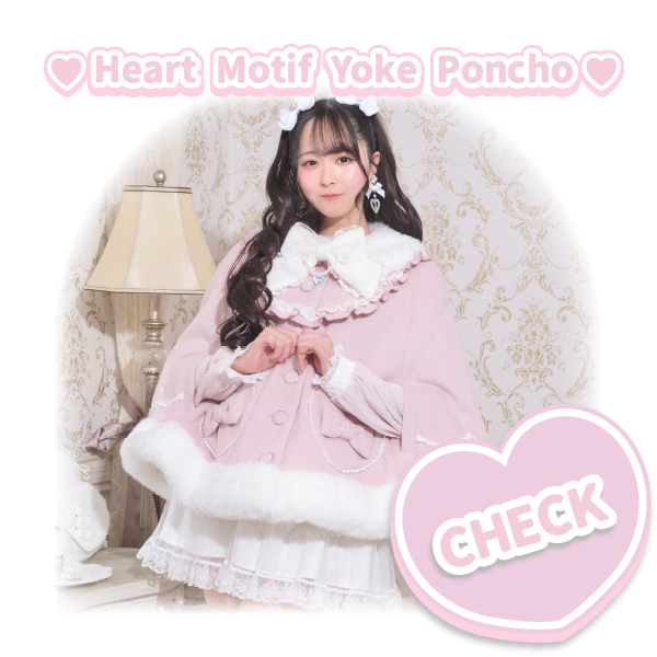 Heart Motif Yoke Poncho