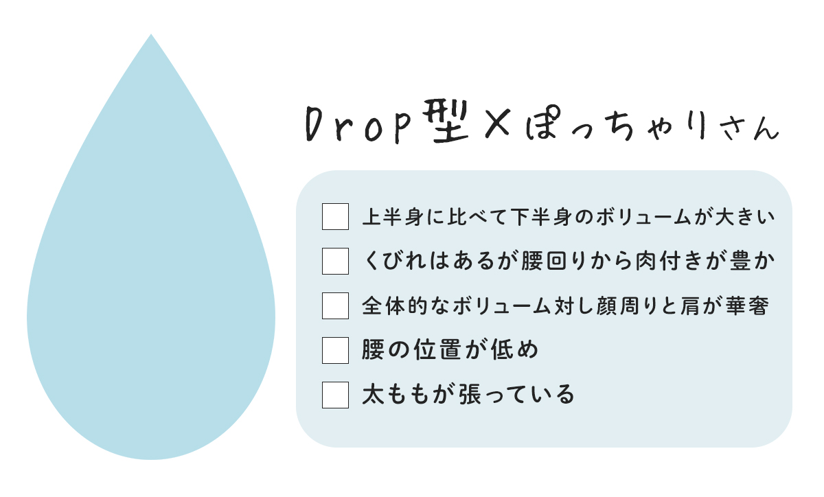 Drop型のぽっちゃりさんの特徴と似合う服